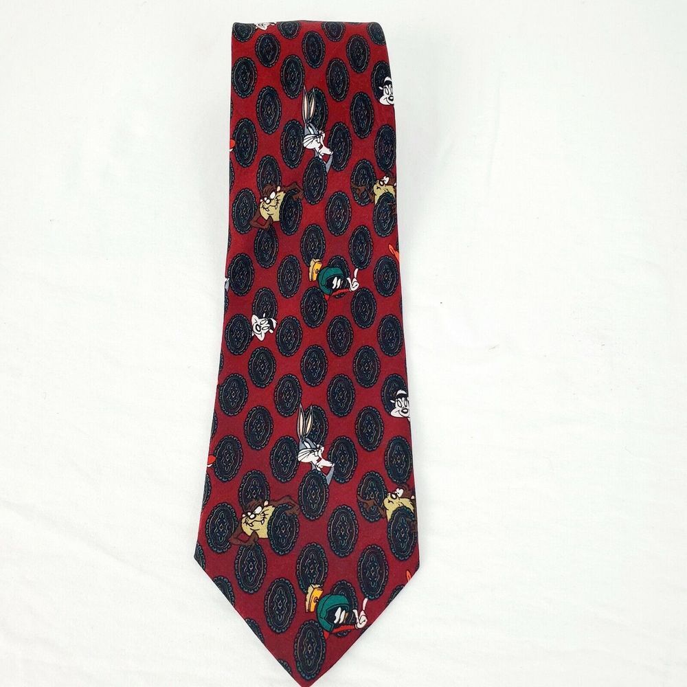 Looney Tunes Mania Paisley Bugs Bunny Tasmanian Devil Necktie Tie‎